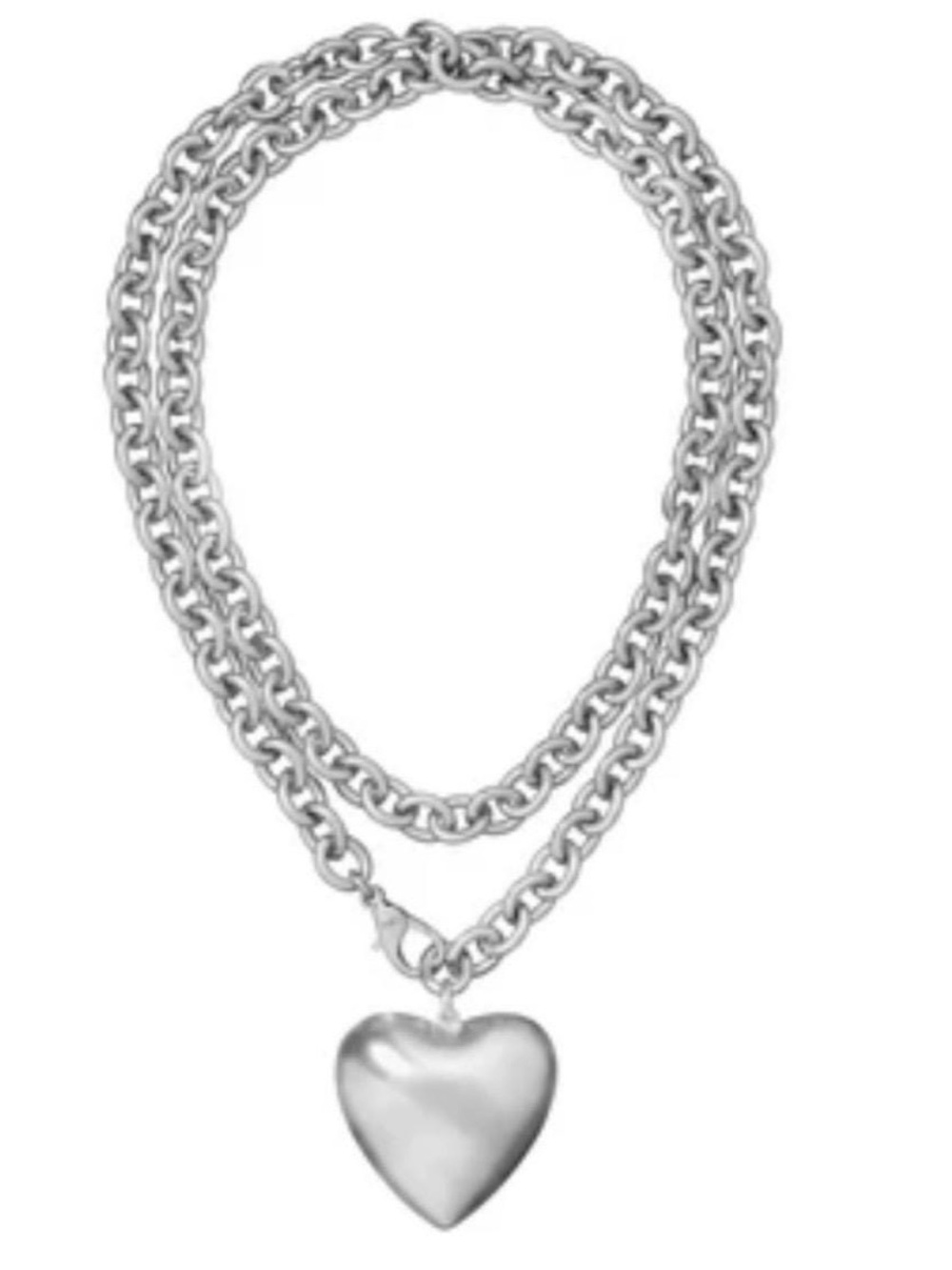 NWOT Roxanne Assoulin big puffy Silver Heart Chain Necklace